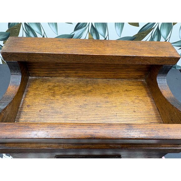 VTG Miniature Dry Sink Bar Wooden Box Lidded Trinket Recipe Box - Picture 6 of 10